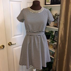 Navy and white striped dress